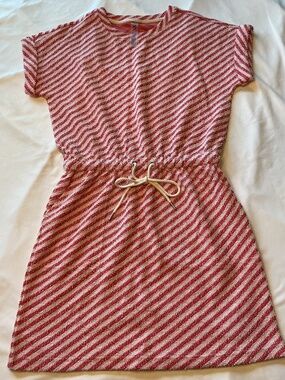 LOU & GREY Red & White Diagonal Stripe Midi Dress (size: s)